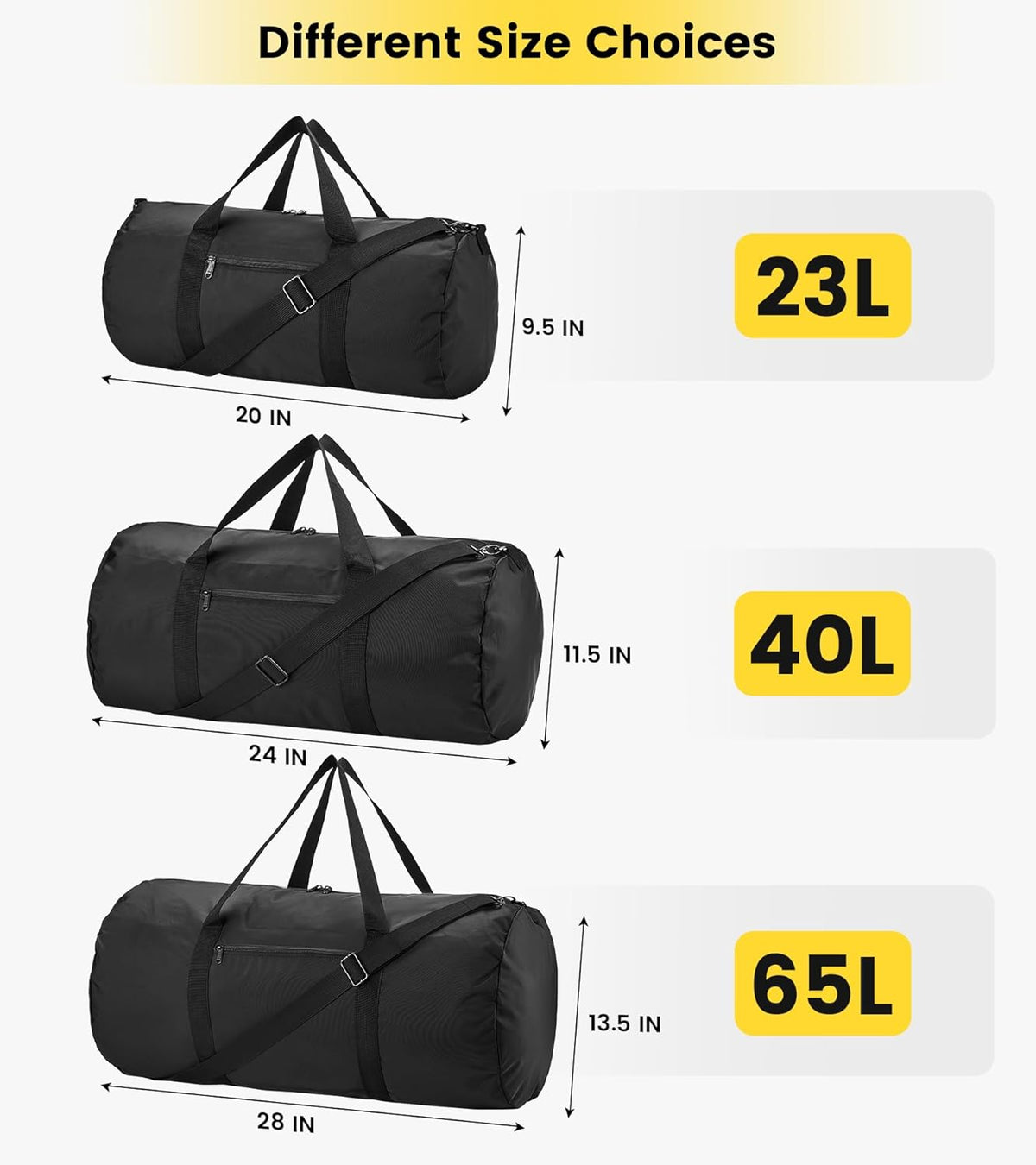 Duffel Bag 20-24-28 Inches Foldable Gym Bag for Men Women Duffle Bag Lightweight with Inner Pocket for Travel Sports