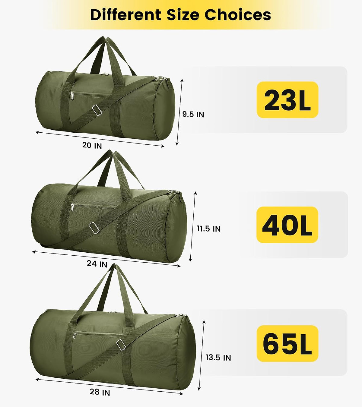 Duffel Bag 20-24-28 Inches Foldable Gym Bag for Men Women Duffle Bag Lightweight with Inner Pocket for Travel Sports