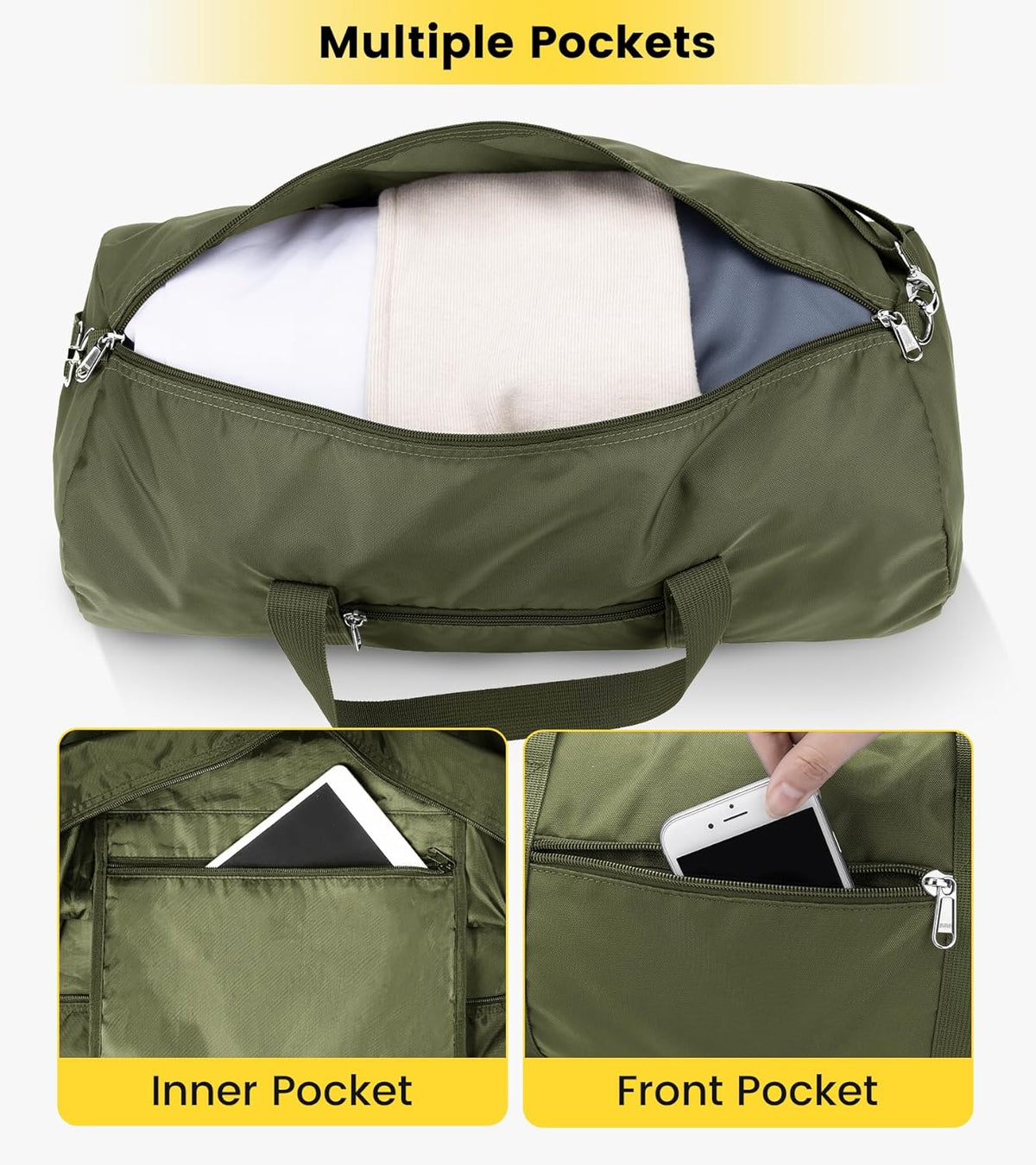 Duffel Bag 20-24-28 Inches Foldable Gym Bag for Men Women Duffle Bag Lightweight with Inner Pocket for Travel Sports
