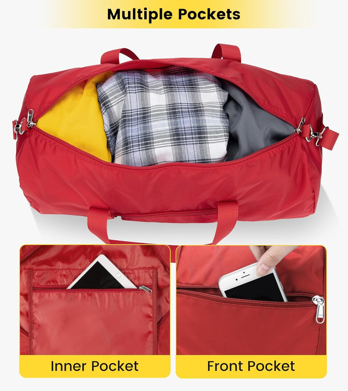 Duffel Bag 20-24-28 Inches Foldable Gym Bag for Men Women Duffle Bag Lightweight with Inner Pocket for Travel Sports