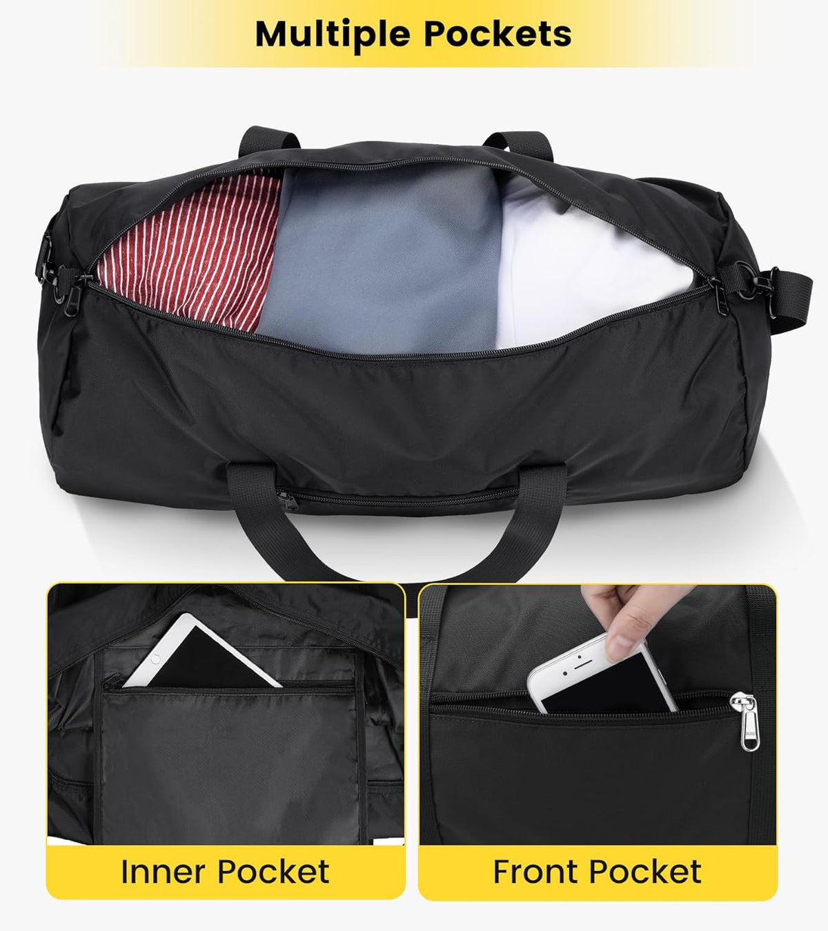 Duffel Bag 20-24-28 Inches Foldable Gym Bag for Men Women Duffle Bag Lightweight with Inner Pocket for Travel Sports