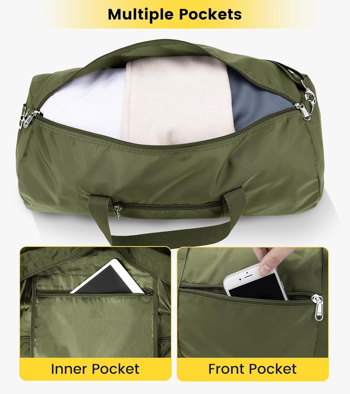 Duffel Bag 20-24-28 Inches Foldable Gym Bag for Men Women Duffle Bag Lightweight with Inner Pocket for Travel Sports