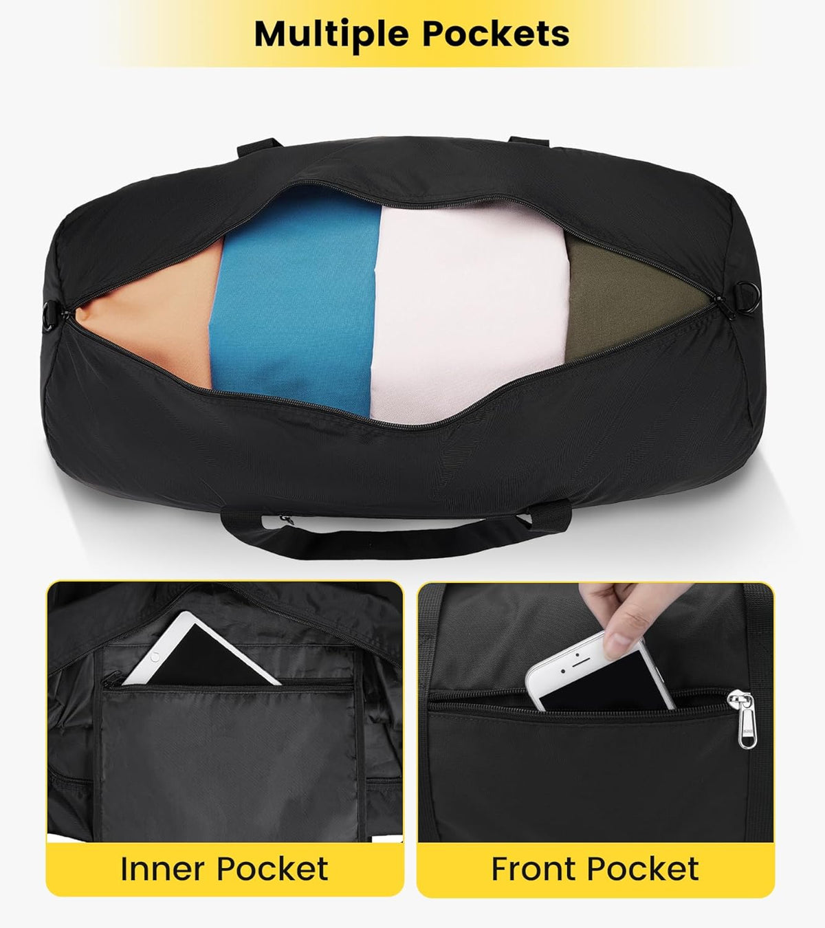 Duffel Bag 20-24-28 Inches Foldable Gym Bag for Men Women Duffle Bag Lightweight with Inner Pocket for Travel Sports