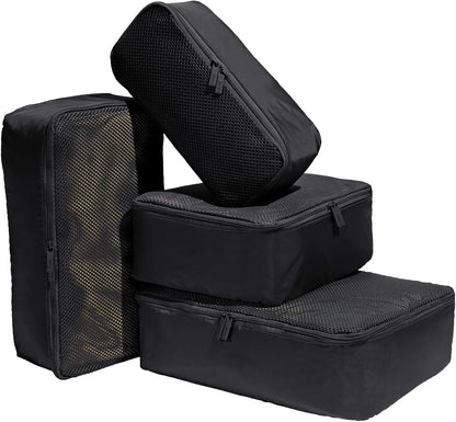 Insider Packing Cubes Set of 4 – Lightweight Travel Organizers for Luggage, Suitcases & Carry-On Bags, Jet Black