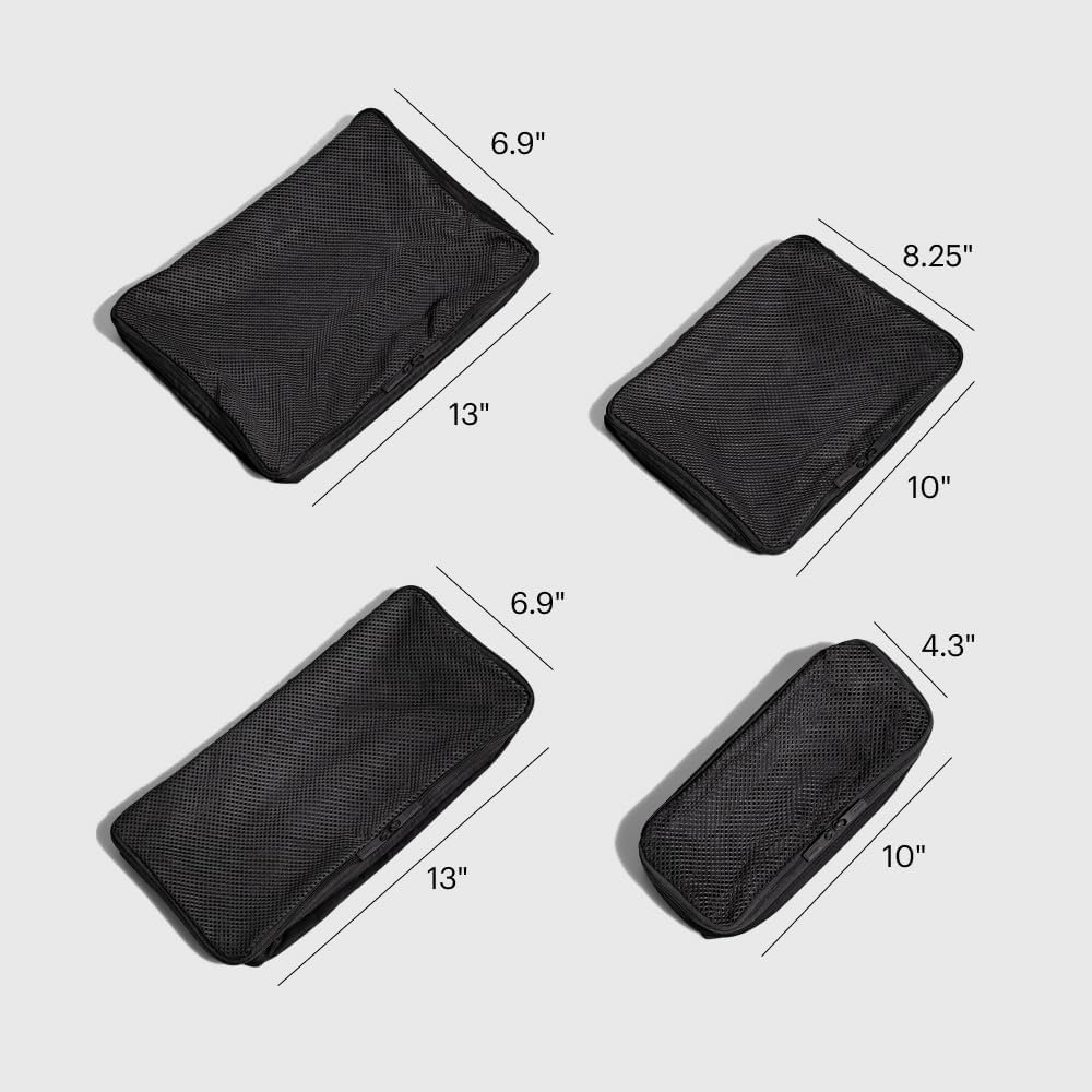 Insider Packing Cubes Set of 4 – Lightweight Travel Organizers for Luggage, Suitcases & Carry-On Bags, Jet Black