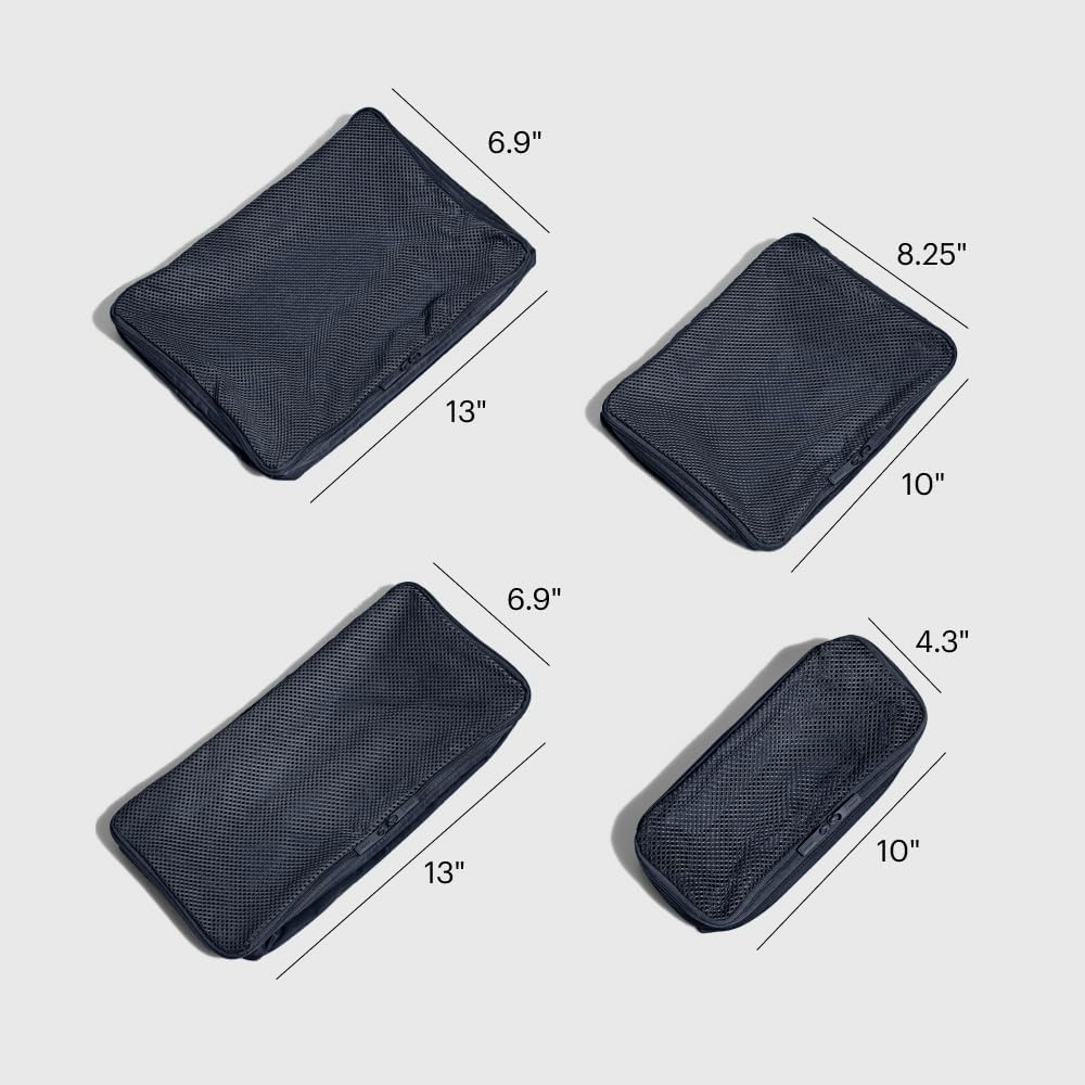 Insider Packing Cubes Set of 4 – Lightweight Travel Organizers for Luggage, Suitcases & Carry-On Bags, Jet Black