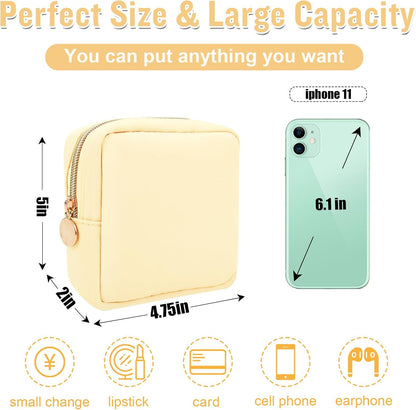Nylon Large Floral Makeup Organizer Bag, Preppy Big Cute Flower Cosmetic Zipper Pouch Multi-compartment with Dividers, Waterproof Toiletry Make Up Bag Travel Essentials for Women(Light Yellow-Flower)