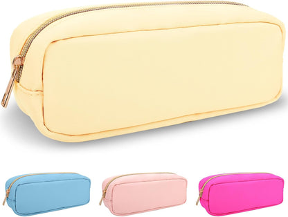 Nylon Large Floral Makeup Organizer Bag, Preppy Big Cute Flower Cosmetic Zipper Pouch Multi-compartment with Dividers, Waterproof Toiletry Make Up Bag Travel Essentials for Women(Light Yellow-Flower)