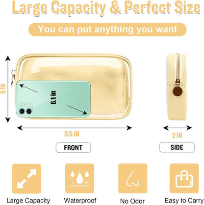 Nylon Large Floral Makeup Organizer Bag, Preppy Big Cute Flower Cosmetic Zipper Pouch Multi-compartment with Dividers, Waterproof Toiletry Make Up Bag Travel Essentials for Women(Light Yellow-Flower)