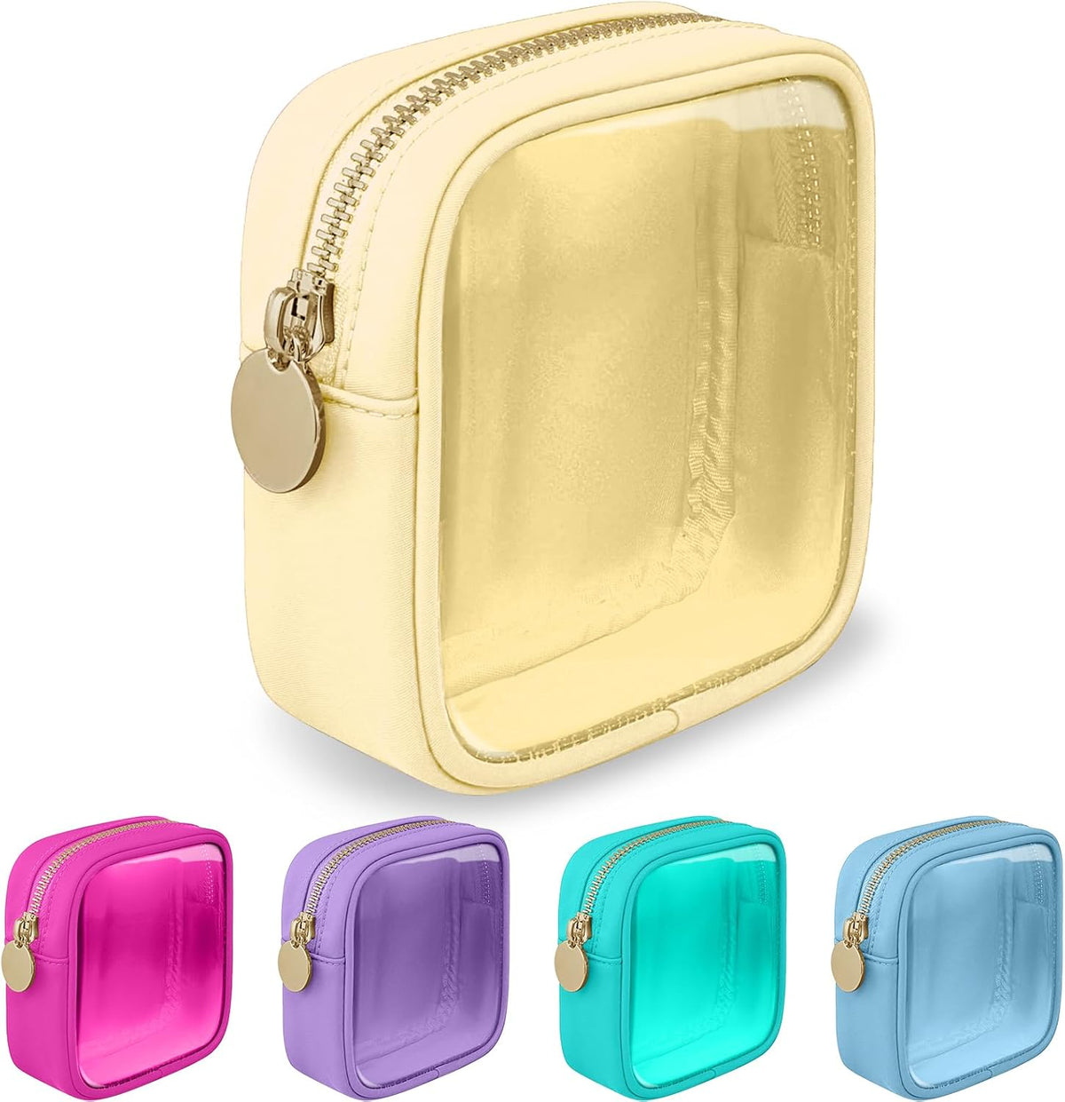 Nylon Large Floral Makeup Organizer Bag, Preppy Big Cute Flower Cosmetic Zipper Pouch Multi-compartment with Dividers, Waterproof Toiletry Make Up Bag Travel Essentials for Women(Light Yellow-Flower)