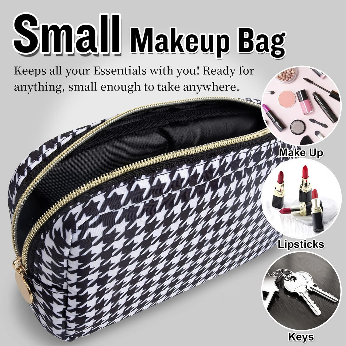 Nylon Large Floral Makeup Organizer Bag, Preppy Big Cute Flower Cosmetic Zipper Pouch Multi-compartment with Dividers, Waterproof Toiletry Make Up Bag Travel Essentials for Women(Light Yellow-Flower)