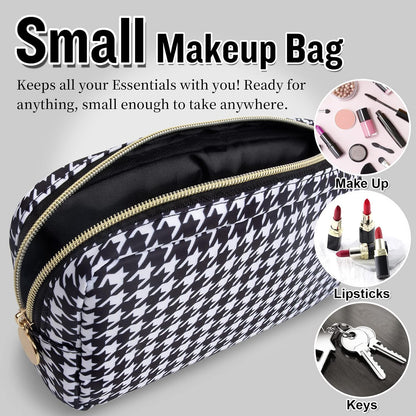 Nylon Large Floral Makeup Organizer Bag, Preppy Big Cute Flower Cosmetic Zipper Pouch Multi-compartment with Dividers, Waterproof Toiletry Make Up Bag Travel Essentials for Women(Light Yellow-Flower)