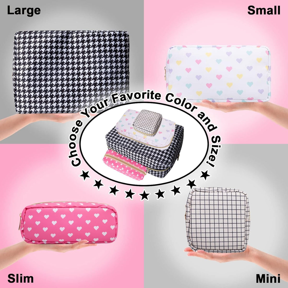 Nylon Large Floral Makeup Organizer Bag, Preppy Big Cute Flower Cosmetic Zipper Pouch Multi-compartment with Dividers, Waterproof Toiletry Make Up Bag Travel Essentials for Women(Light Yellow-Flower)