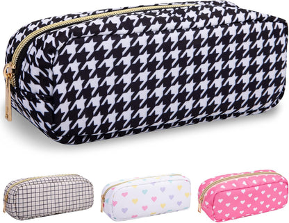 Nylon Large Floral Makeup Organizer Bag, Preppy Big Cute Flower Cosmetic Zipper Pouch Multi-compartment with Dividers, Waterproof Toiletry Make Up Bag Travel Essentials for Women(Light Yellow-Flower)