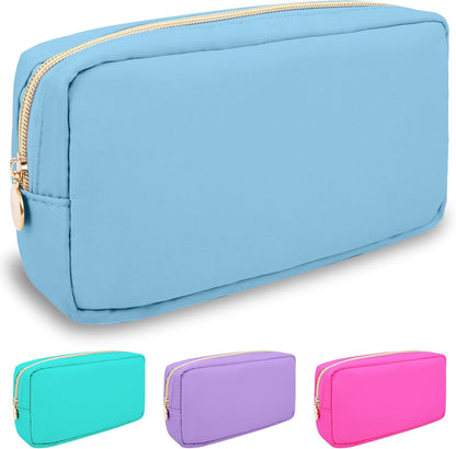 Nylon Large Floral Makeup Organizer Bag, Preppy Big Cute Flower Cosmetic Zipper Pouch Multi-compartment with Dividers, Waterproof Toiletry Make Up Bag Travel Essentials for Women(Light Yellow-Flower)