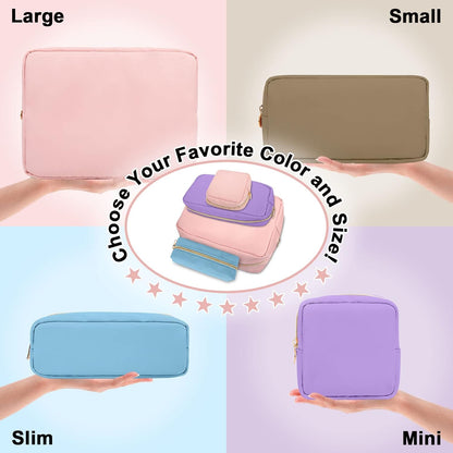 Nylon Large Floral Makeup Organizer Bag, Preppy Big Cute Flower Cosmetic Zipper Pouch Multi-compartment with Dividers, Waterproof Toiletry Make Up Bag Travel Essentials for Women(Light Yellow-Flower)