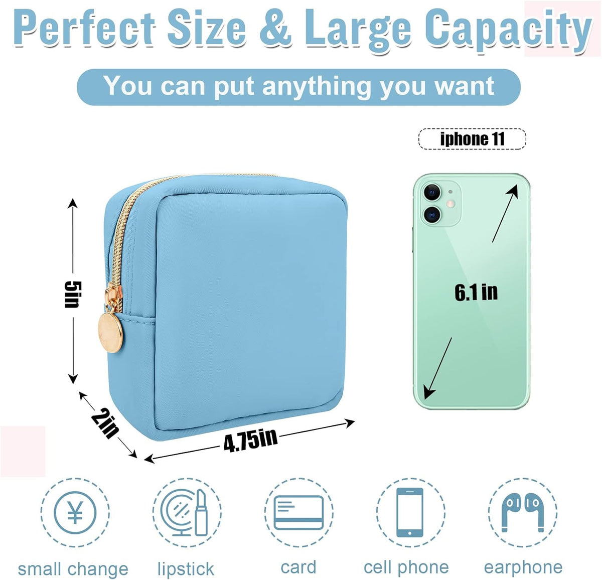 Nylon Large Floral Makeup Organizer Bag, Preppy Big Cute Flower Cosmetic Zipper Pouch Multi-compartment with Dividers, Waterproof Toiletry Make Up Bag Travel Essentials for Women(Light Yellow-Flower)