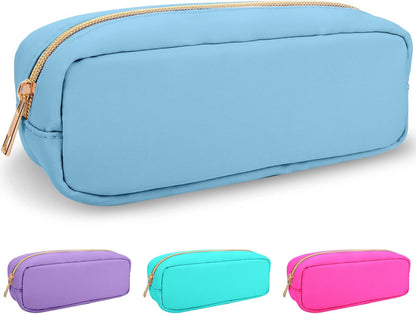 Nylon Large Floral Makeup Organizer Bag, Preppy Big Cute Flower Cosmetic Zipper Pouch Multi-compartment with Dividers, Waterproof Toiletry Make Up Bag Travel Essentials for Women(Light Yellow-Flower)