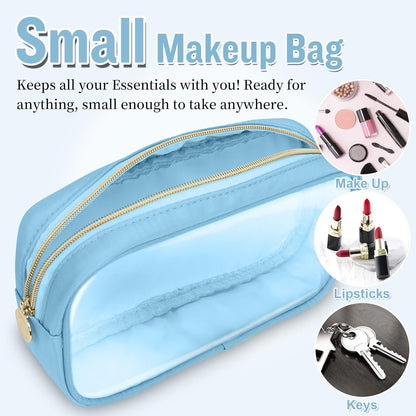 Nylon Large Floral Makeup Organizer Bag, Preppy Big Cute Flower Cosmetic Zipper Pouch Multi-compartment with Dividers, Waterproof Toiletry Make Up Bag Travel Essentials for Women(Light Yellow-Flower)