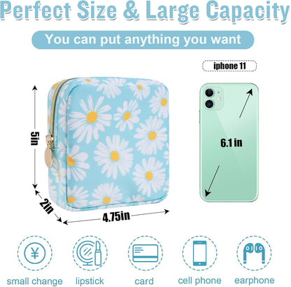 Nylon Large Floral Makeup Organizer Bag, Preppy Big Cute Flower Cosmetic Zipper Pouch Multi-compartment with Dividers, Waterproof Toiletry Make Up Bag Travel Essentials for Women(Light Yellow-Flower)