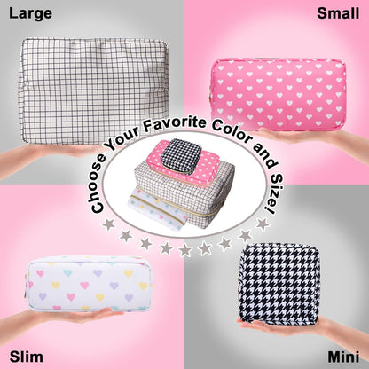 Nylon Large Floral Makeup Organizer Bag, Preppy Big Cute Flower Cosmetic Zipper Pouch Multi-compartment with Dividers, Waterproof Toiletry Make Up Bag Travel Essentials for Women(Light Yellow-Flower)