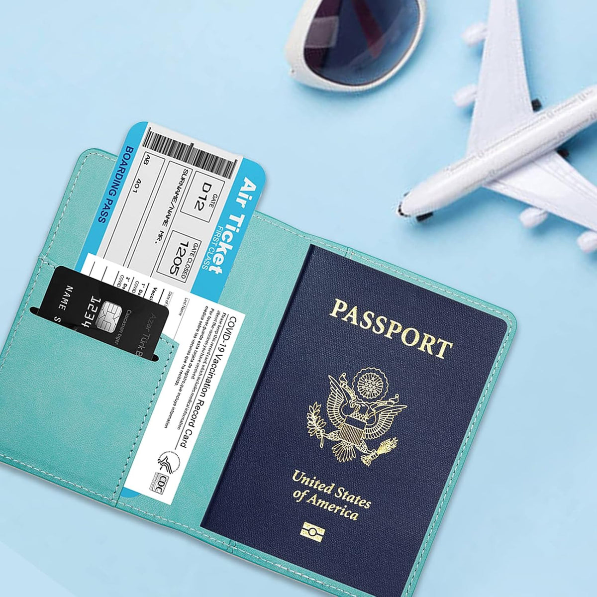 Passport Holder,Passport Holder Card Slots, Passport and Vaccine Card Holder Combo, Cute Passport cover for Women and Men, with Waterproof Rfid Blocking, Passport Travel Wallet(Moss green)