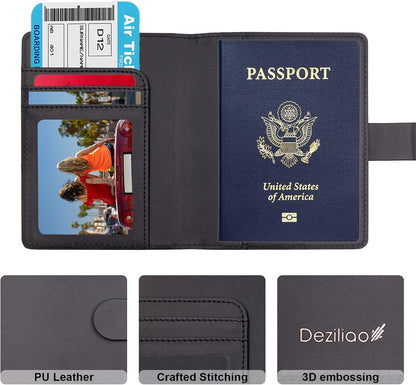 Passport Holder,Passport Holder Card Slots, Passport and Vaccine Card Holder Combo, Cute Passport cover for Women and Men, with Waterproof Rfid Blocking, Passport Travel Wallet(Moss green)