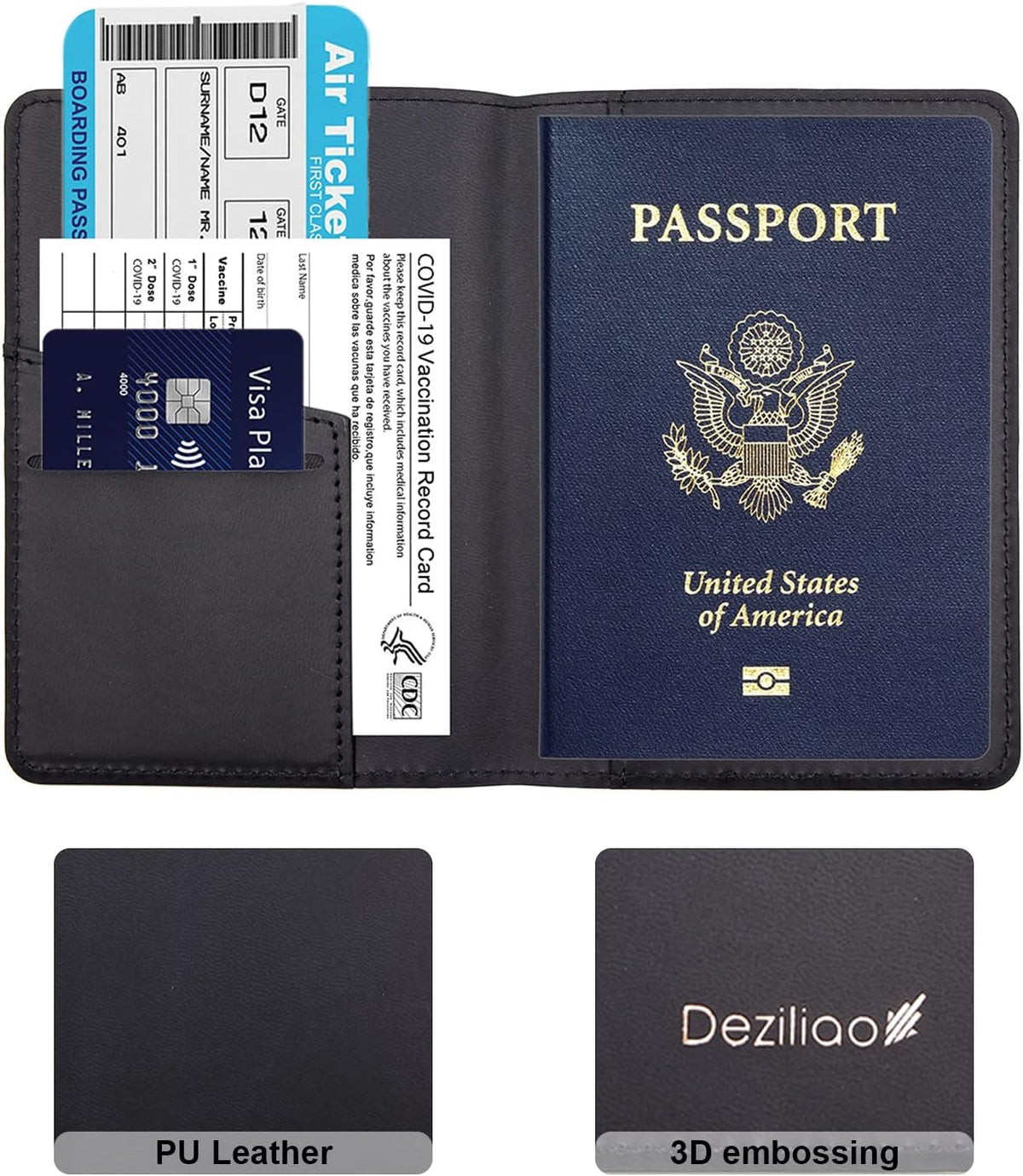 Passport Holder,Passport Holder Card Slots, Passport and Vaccine Card Holder Combo, Cute Passport cover for Women and Men, with Waterproof Rfid Blocking, Passport Travel Wallet(Moss green)