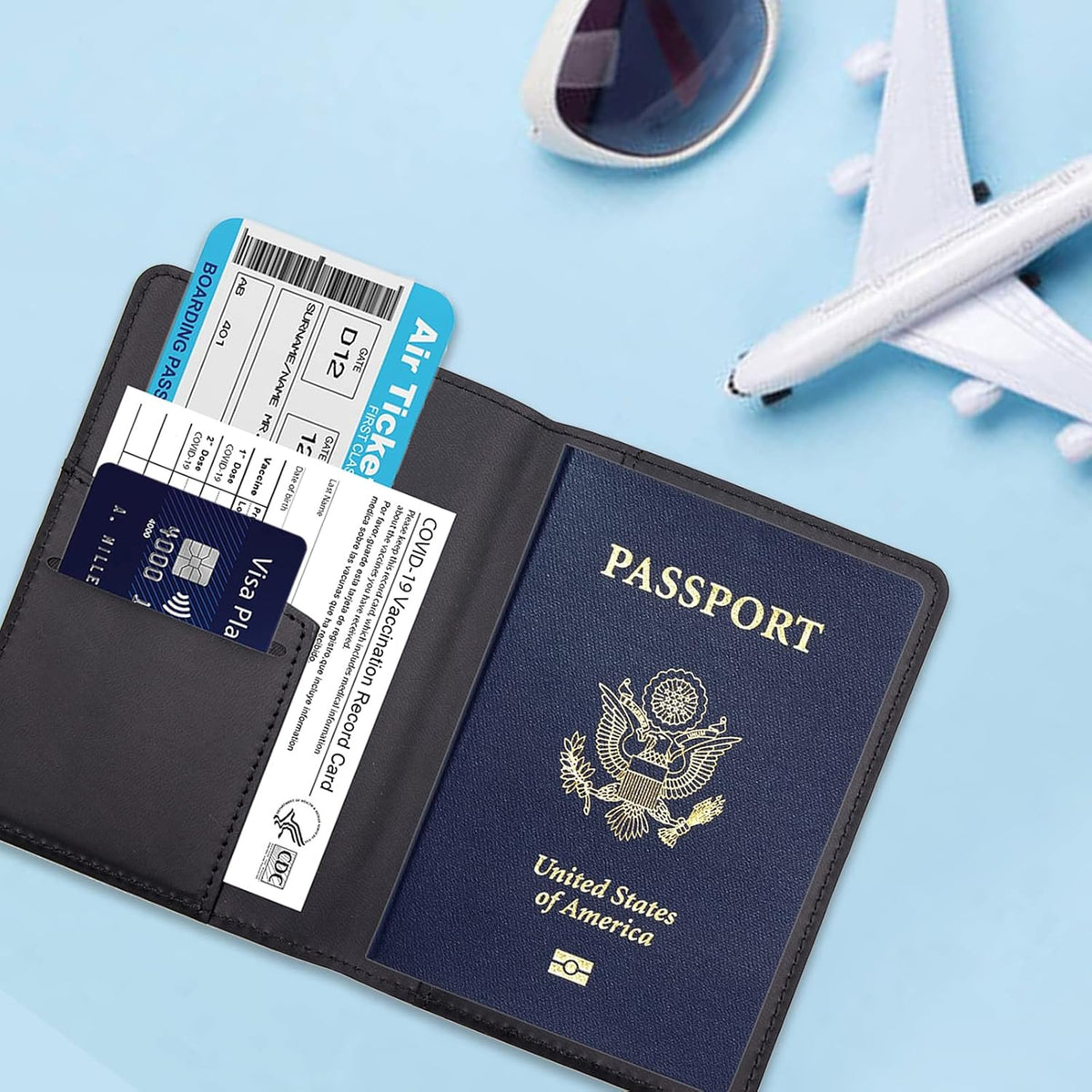 Passport Holder,Passport Holder Card Slots, Passport and Vaccine Card Holder Combo, Cute Passport cover for Women and Men, with Waterproof Rfid Blocking, Passport Travel Wallet(Moss green)