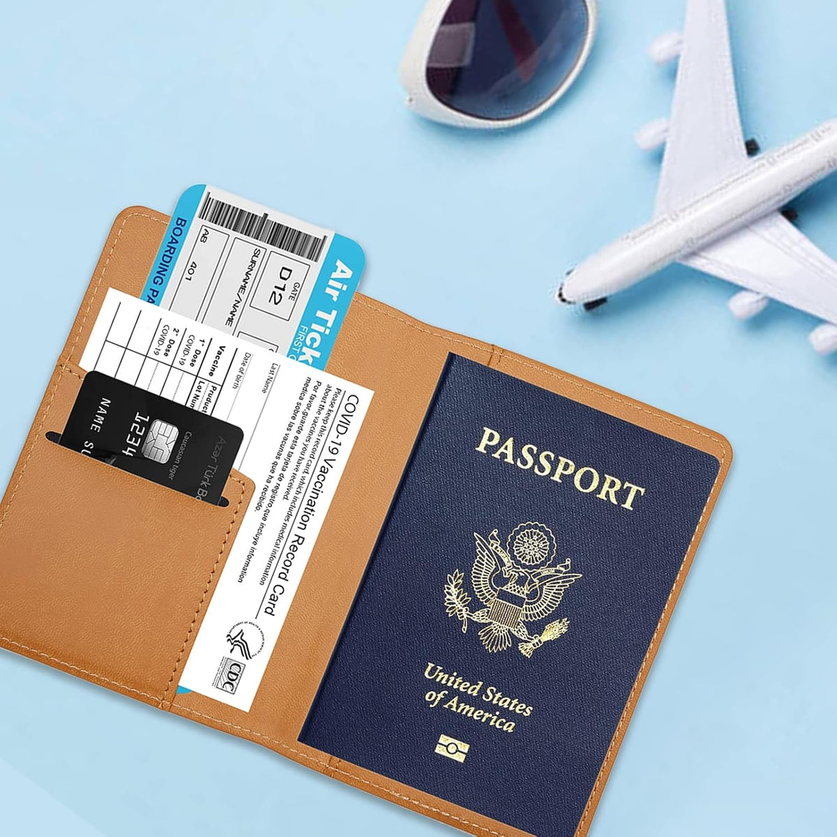 Passport Holder,Passport Holder Card Slots, Passport and Vaccine Card Holder Combo, Cute Passport cover for Women and Men, with Waterproof Rfid Blocking, Passport Travel Wallet(Moss green)