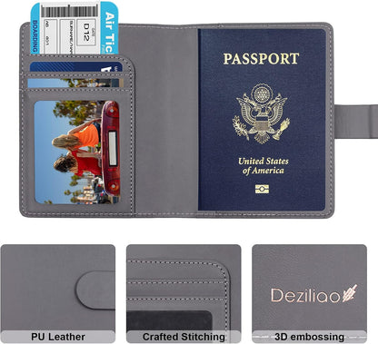 Passport Holder,Passport Holder Card Slots, Passport and Vaccine Card Holder Combo, Cute Passport cover for Women and Men, with Waterproof Rfid Blocking, Passport Travel Wallet(Moss green)