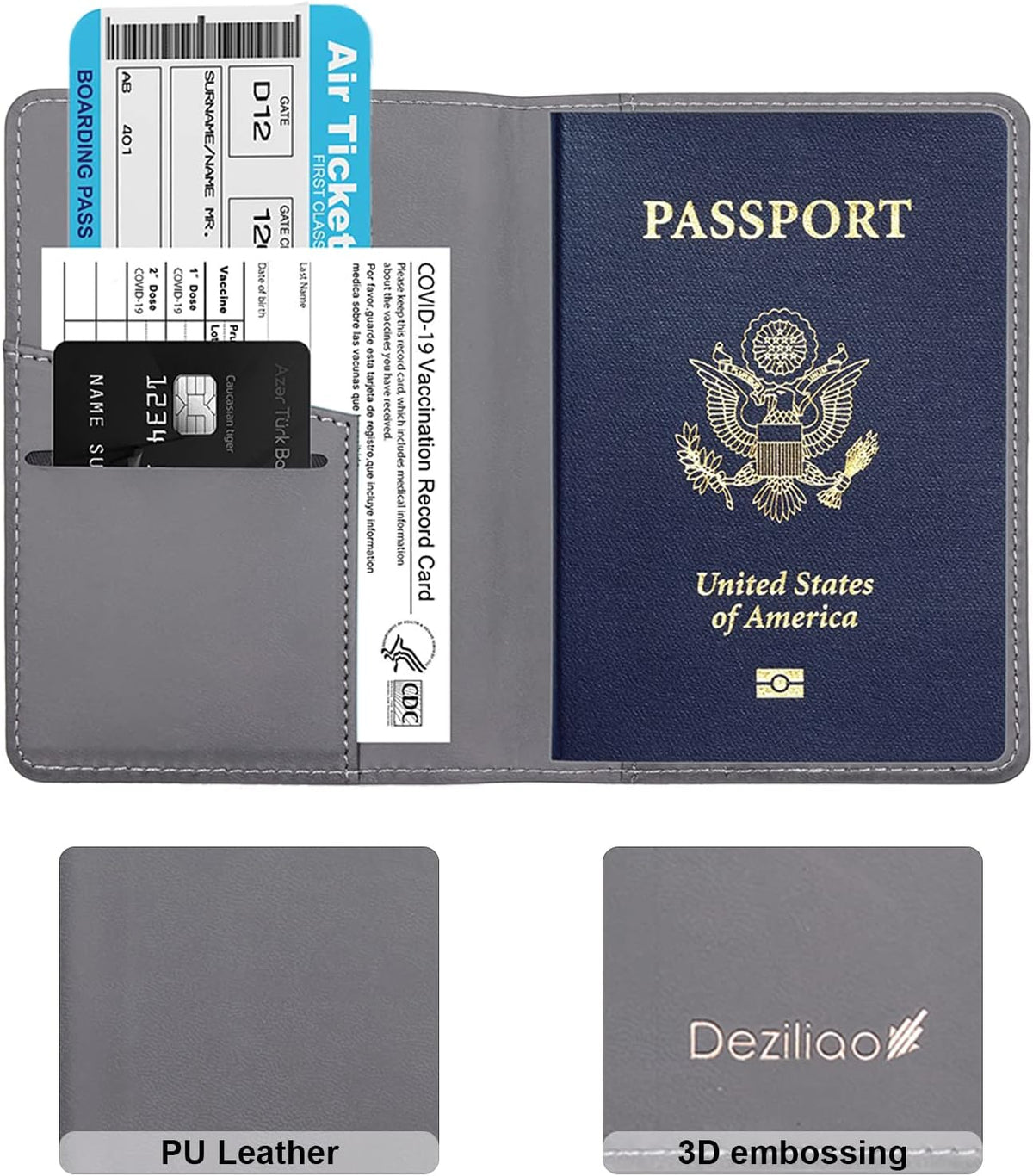 Passport Holder,Passport Holder Card Slots, Passport and Vaccine Card Holder Combo, Cute Passport cover for Women and Men, with Waterproof Rfid Blocking, Passport Travel Wallet(Moss green)