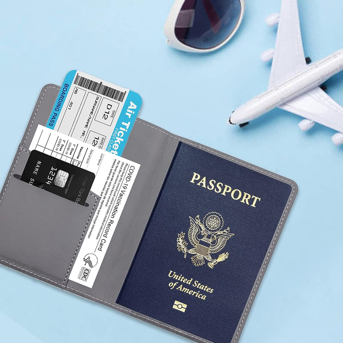 Passport Holder,Passport Holder Card Slots, Passport and Vaccine Card Holder Combo, Cute Passport cover for Women and Men, with Waterproof Rfid Blocking, Passport Travel Wallet(Moss green)