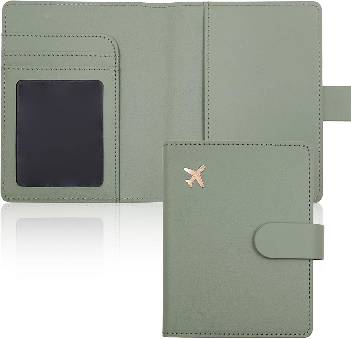 Passport Holder,Passport Holder Card Slots, Passport and Vaccine Card Holder Combo, Cute Passport cover for Women and Men, with Waterproof Rfid Blocking, Passport Travel Wallet(Moss green)