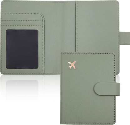 Passport Holder,Passport Holder Card Slots, Passport and Vaccine Card Holder Combo, Cute Passport cover for Women and Men, with Waterproof Rfid Blocking, Passport Travel Wallet(Moss green)