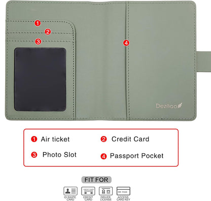 Passport Holder,Passport Holder Card Slots, Passport and Vaccine Card Holder Combo, Cute Passport cover for Women and Men, with Waterproof Rfid Blocking, Passport Travel Wallet(Moss green)