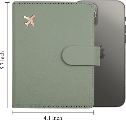 Passport Holder,Passport Holder Card Slots, Passport and Vaccine Card Holder Combo, Cute Passport cover for Women and Men, with Waterproof Rfid Blocking, Passport Travel Wallet(Moss green)
