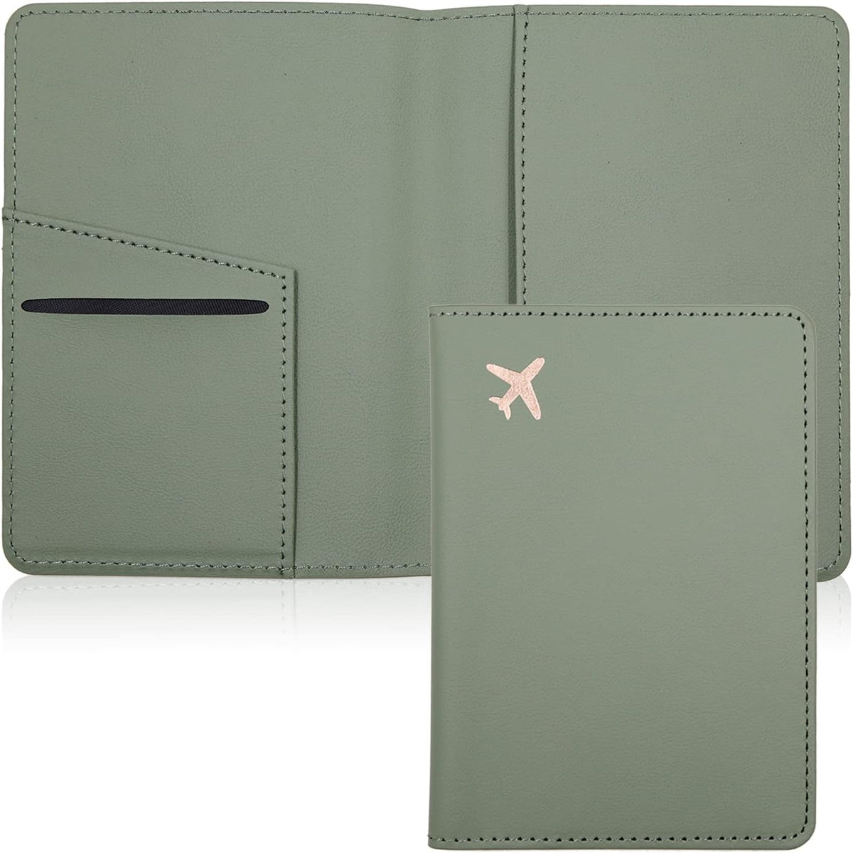 Passport Holder,Passport Holder Card Slots, Passport and Vaccine Card Holder Combo, Cute Passport cover for Women and Men, with Waterproof Rfid Blocking, Passport Travel Wallet(Moss green)