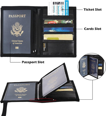 Rough Enough Passport Wallet, Holds 4 Passports, Cordura Black | For international travel, family.Slim design fits passport, Heavy-duty nylon fabric with YKK zipper, Compact lightweight