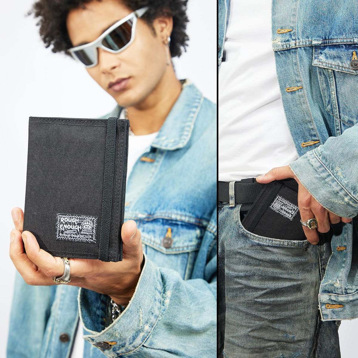 Rough Enough Passport Wallet, Holds 4 Passports, Cordura Black | For international travel, family.Slim design fits passport, Heavy-duty nylon fabric with YKK zipper, Compact lightweight