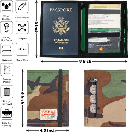 Rough Enough Passport Wallet, Holds 4 Passports, Cordura Black | For international travel, family.Slim design fits passport, Heavy-duty nylon fabric with YKK zipper, Compact lightweight