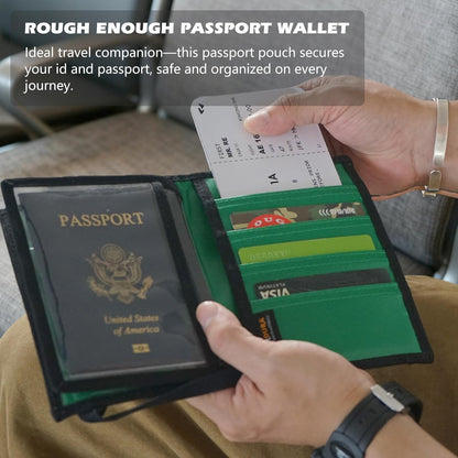 Rough Enough Passport Wallet, Holds 4 Passports, Cordura Black | For international travel, family.Slim design fits passport, Heavy-duty nylon fabric with YKK zipper, Compact lightweight