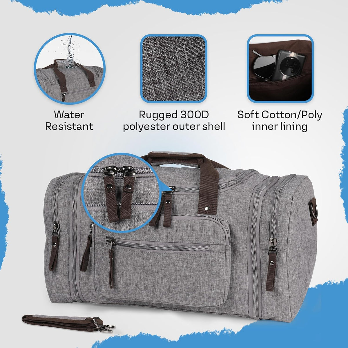 Duffle Bag for Travel 20–23” Expandable (40L) – Lightweight Water-Resistant Carry On Weekender with Multiple Pockets & Shoulder Strap – Airline Approved Travel Duffel Bags for Men & Women - BLACK