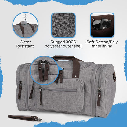 Duffle Bag for Travel 20–23” Expandable (40L) – Lightweight Water-Resistant Carry On Weekender with Multiple Pockets & Shoulder Strap – Airline Approved Travel Duffel Bags for Men & Women - BLACK