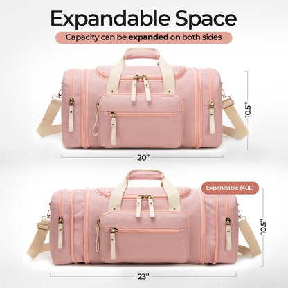 Duffle Bag for Travel 20–23” Expandable (40L) – Lightweight Water-Resistant Carry On Weekender with Multiple Pockets & Shoulder Strap – Airline Approved Travel Duffel Bags for Men & Women - BLACK