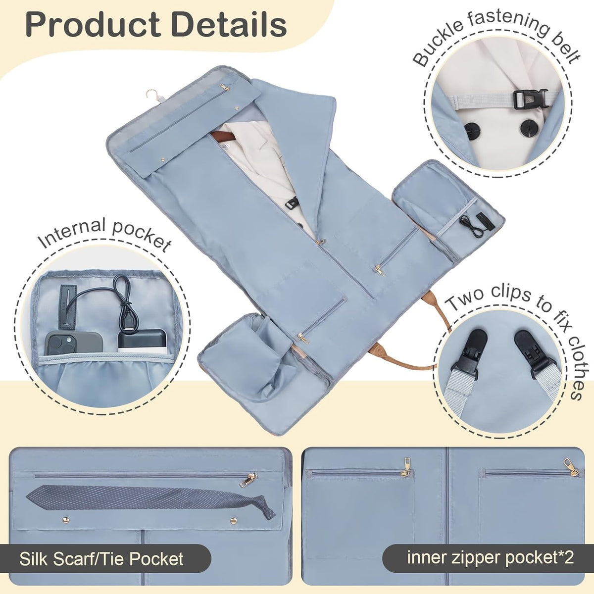 Travel Garment Bag, Convertible Garment Duffle with Shoe Bag and Hanging Dress Compartment for Women, Carry-On Luggage for Business and Leisure Trips(Turquoise)