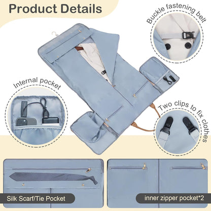 Travel Garment Bag, Convertible Garment Duffle with Shoe Bag and Hanging Dress Compartment for Women, Carry-On Luggage for Business and Leisure Trips(Turquoise)