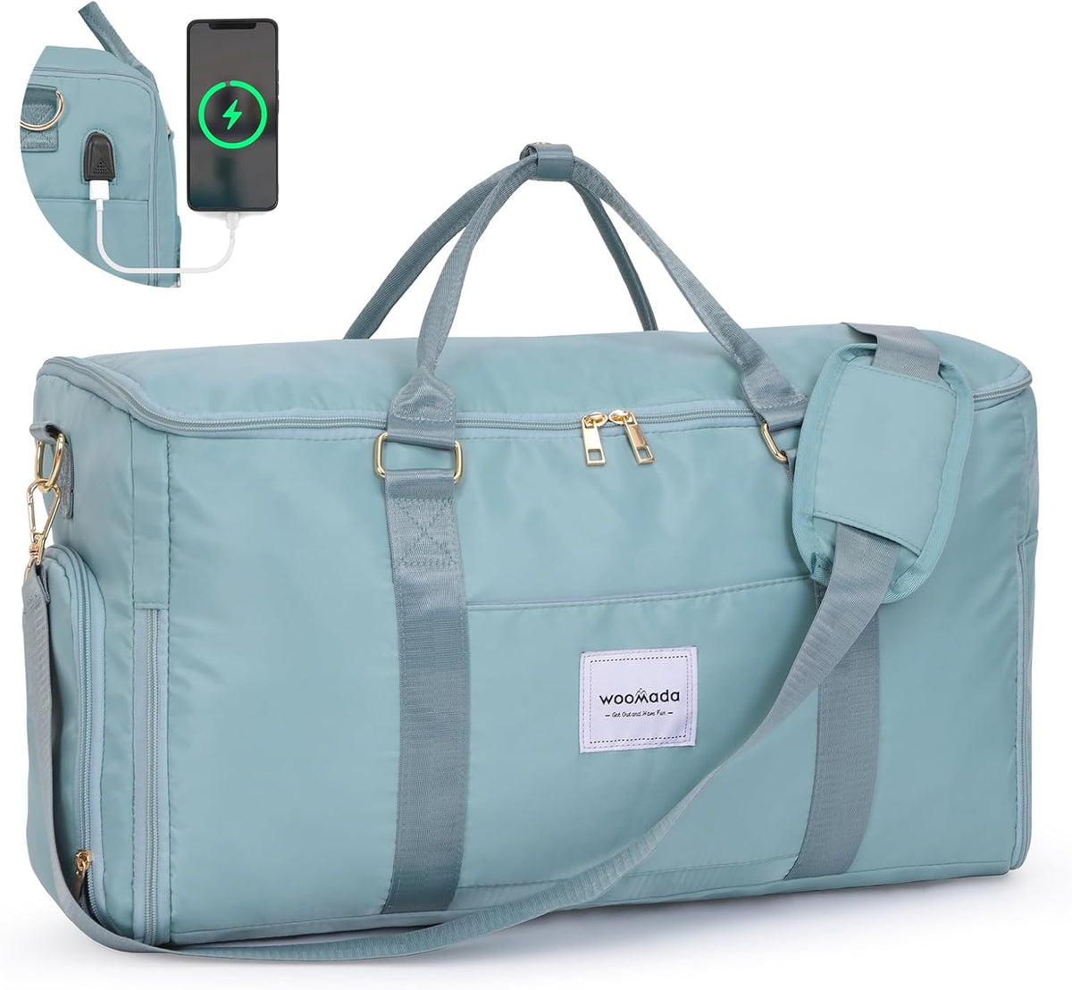 Travel Garment Bag, Convertible Garment Duffle with Shoe Bag and Hanging Dress Compartment for Women, Carry-On Luggage for Business and Leisure Trips(Turquoise)