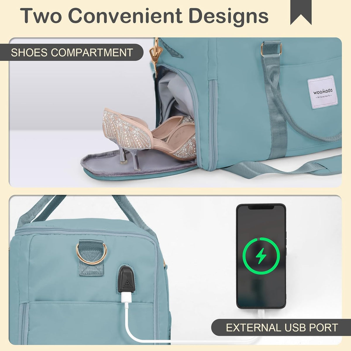 Travel Garment Bag, Convertible Garment Duffle with Shoe Bag and Hanging Dress Compartment for Women, Carry-On Luggage for Business and Leisure Trips(Turquoise)