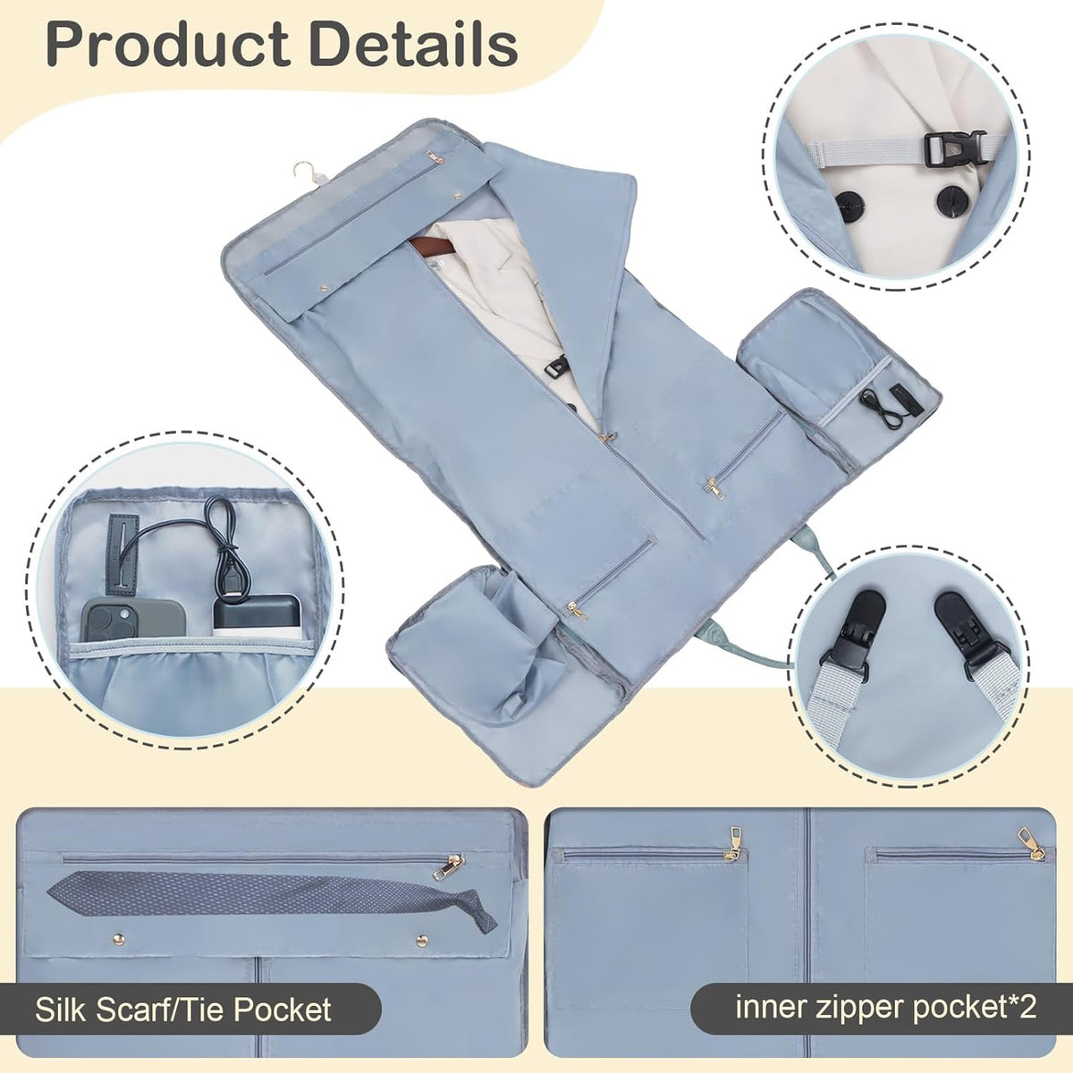 Travel Garment Bag, Convertible Garment Duffle with Shoe Bag and Hanging Dress Compartment for Women, Carry-On Luggage for Business and Leisure Trips(Turquoise)